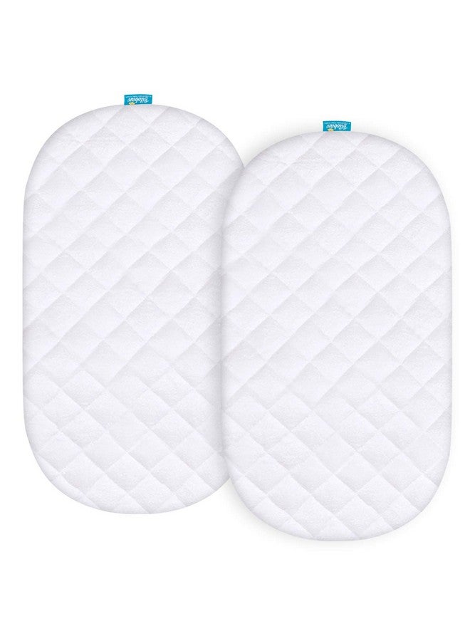 Waterproof Mattress Protector Quilted Mattress Cover For Moses Basket Mattress & Silver Cross Stroller Bassinet Mattress 2 Pack Ultra Soft Viscose Made From Bamboo Terry Surface White