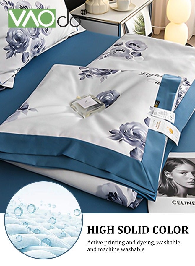 4PCS Queen Size Quilt Set  Atmospheric Luxury Print Summer Quilt Sets  Soft Bed Summer Quilt  Lightweight Microfiber Bedspread Modern Style Summer Quilt Sheets and Pillowcases for All Season Quilt