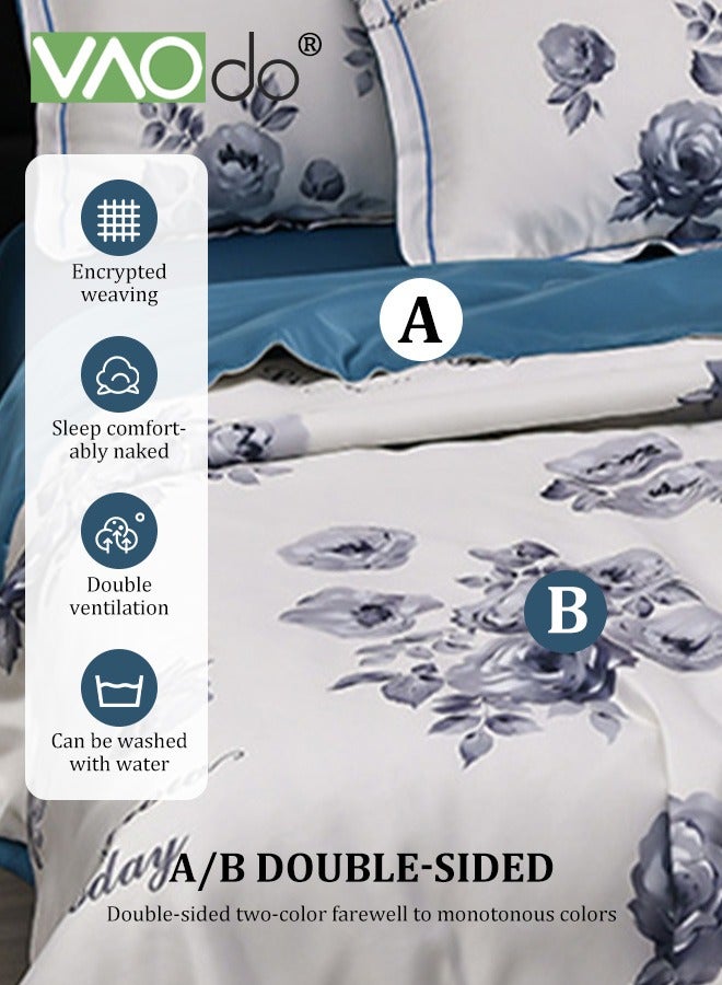 4PCS Queen Size Quilt Set  Atmospheric Luxury Print Summer Quilt Sets  Soft Bed Summer Quilt  Lightweight Microfiber Bedspread Modern Style Summer Quilt Sheets and Pillowcases for All Season Quilt