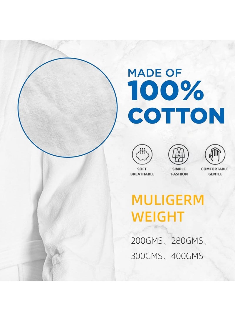 Luxurious Turkish White Terry Bathrobe - Unisex Towel Robe, Super Soft, Highly Absorbent, and Skin-Friendly 100% Cotton - Hotel Spa Bathrobe Perfect for Everyday Use and Gifting