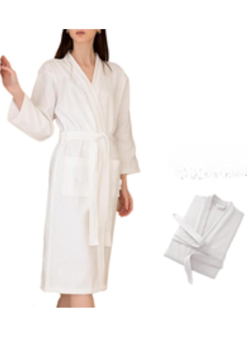 Luxurious Turkish White Terry Bathrobe - Unisex Towel Robe, Super Soft, Highly Absorbent, and Skin-Friendly 100% Cotton - Hotel Spa Bathrobe Perfect for Everyday Use and Gifting