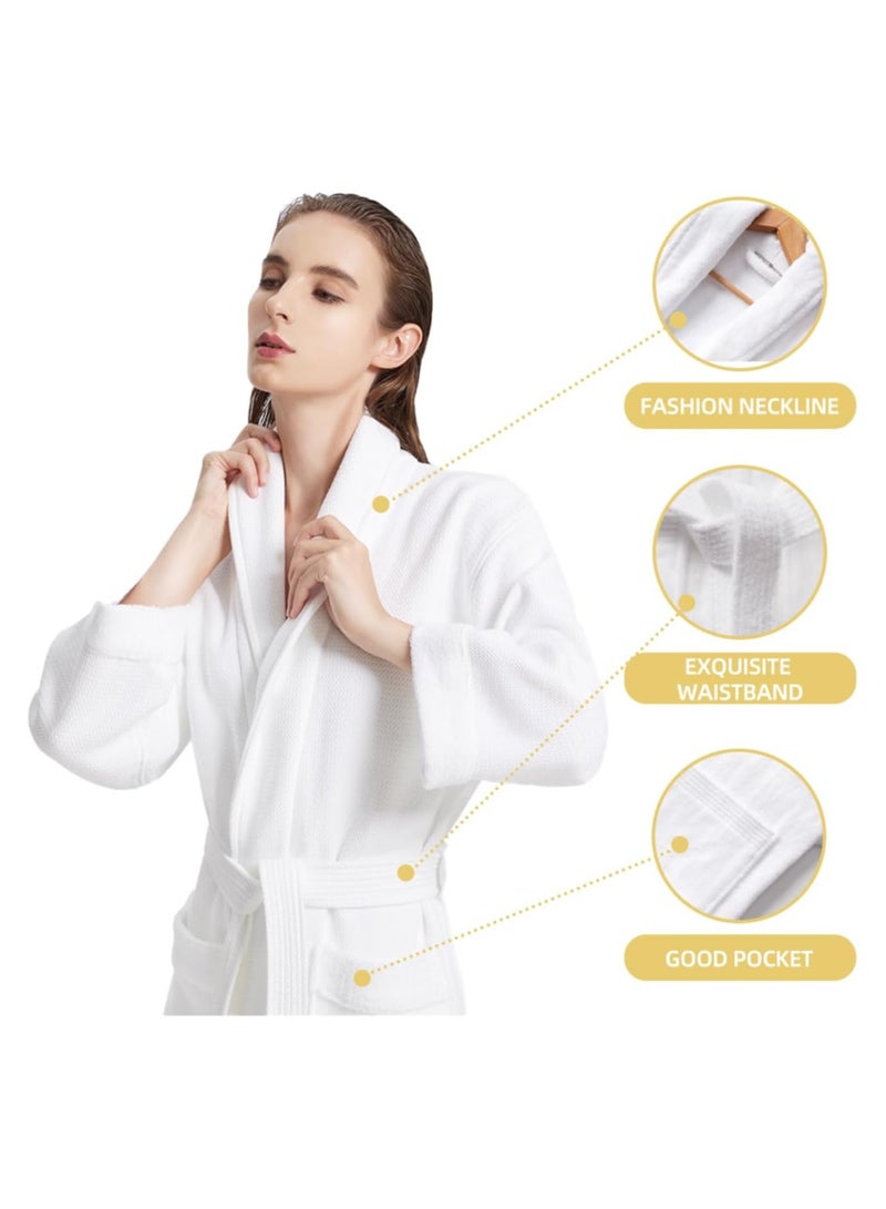 Luxurious Turkish White Terry Bathrobe - Unisex Towel Robe, Super Soft, Highly Absorbent, and Skin-Friendly 100% Cotton - Hotel Spa Bathrobe Perfect for Everyday Use and Gifting