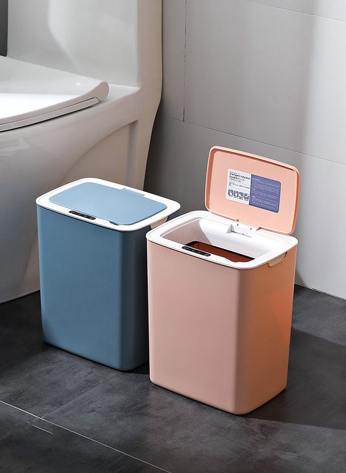 Intelligent Induction Trash Can with Lid Fully Automatic Electric Creative Touch Free Large Capacity Waste Bin Garbage Container（14L White）