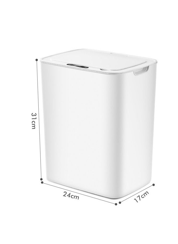 Intelligent Induction Trash Can with Lid Fully Automatic Electric Creative Touch Free Large Capacity Waste Bin Garbage Container（14L White）