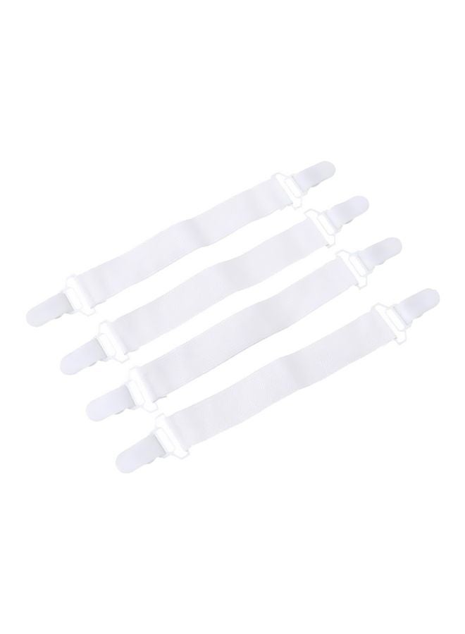 4-Piece Adjustable Bed Sheet Straps White