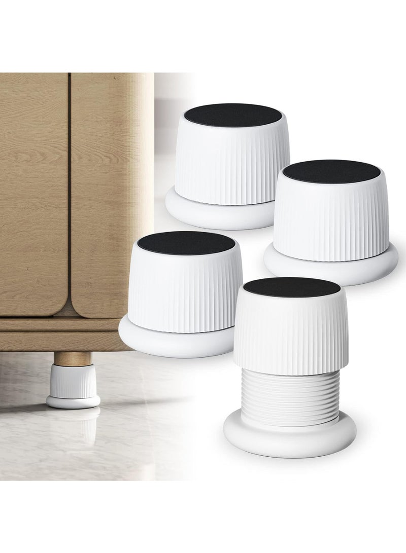 Adjustable Furniture Bed Risers 1.6-2.6 inch Bed Risers White Durable Plastic and Anti Slip Couch Risers 2 inch for Sofa Bed Table and Chair Lifts(4 pcs)