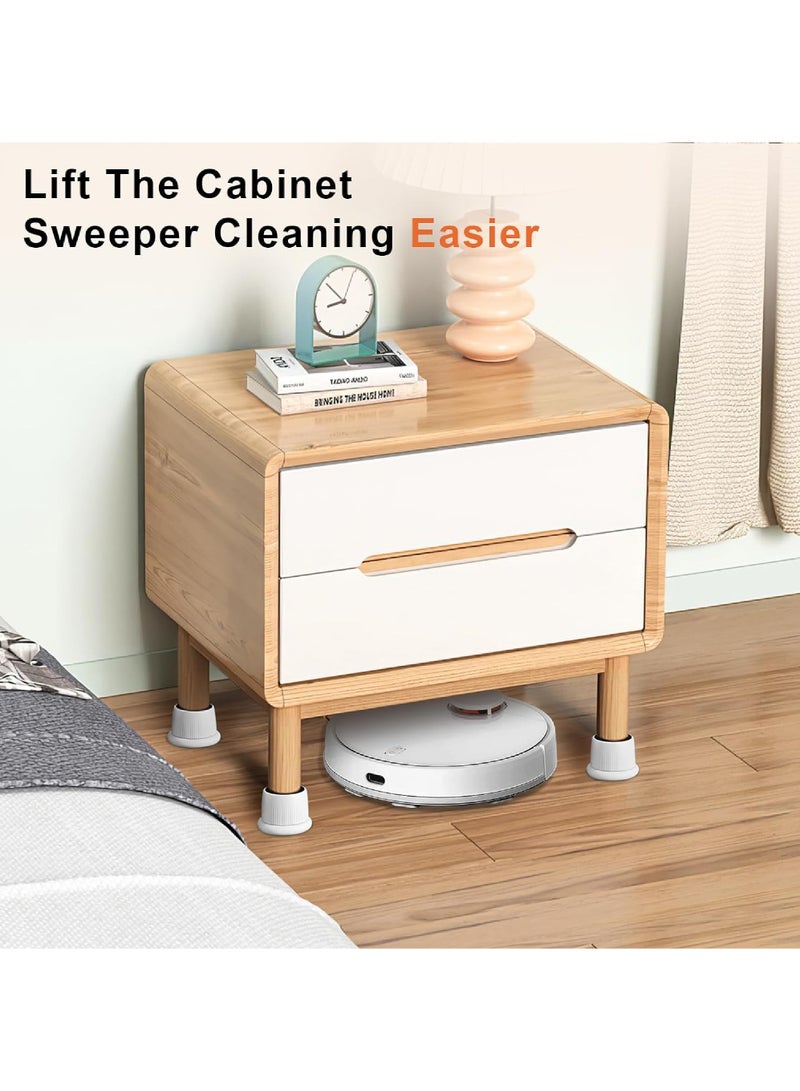 Adjustable Furniture Bed Risers 1.6-2.6 inch Bed Risers White Durable Plastic and Anti Slip Couch Risers 2 inch for Sofa Bed Table and Chair Lifts(4 pcs)