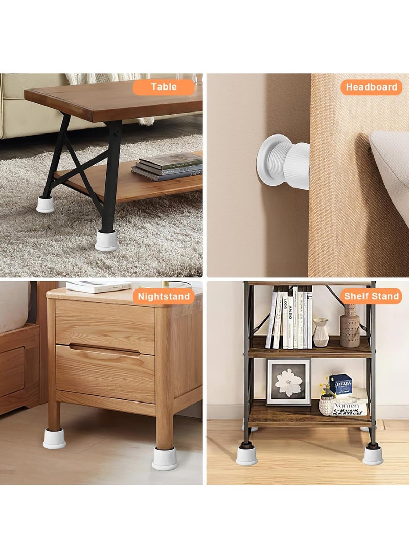 Adjustable Furniture Bed Risers 1.6-2.6 inch Bed Risers White Durable Plastic and Anti Slip Couch Risers 2 inch for Sofa Bed Table and Chair Lifts(4 pcs)