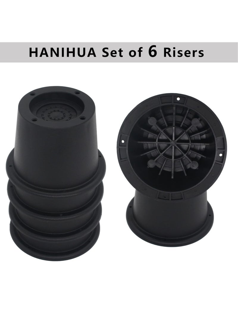 Heavy-Duty Black Furniture Risers - 6 Pack, 2.3 Inch Bed & Sofa Lifts, Supports Up to 1,300 Lbs, Perfect for Desks & Tables