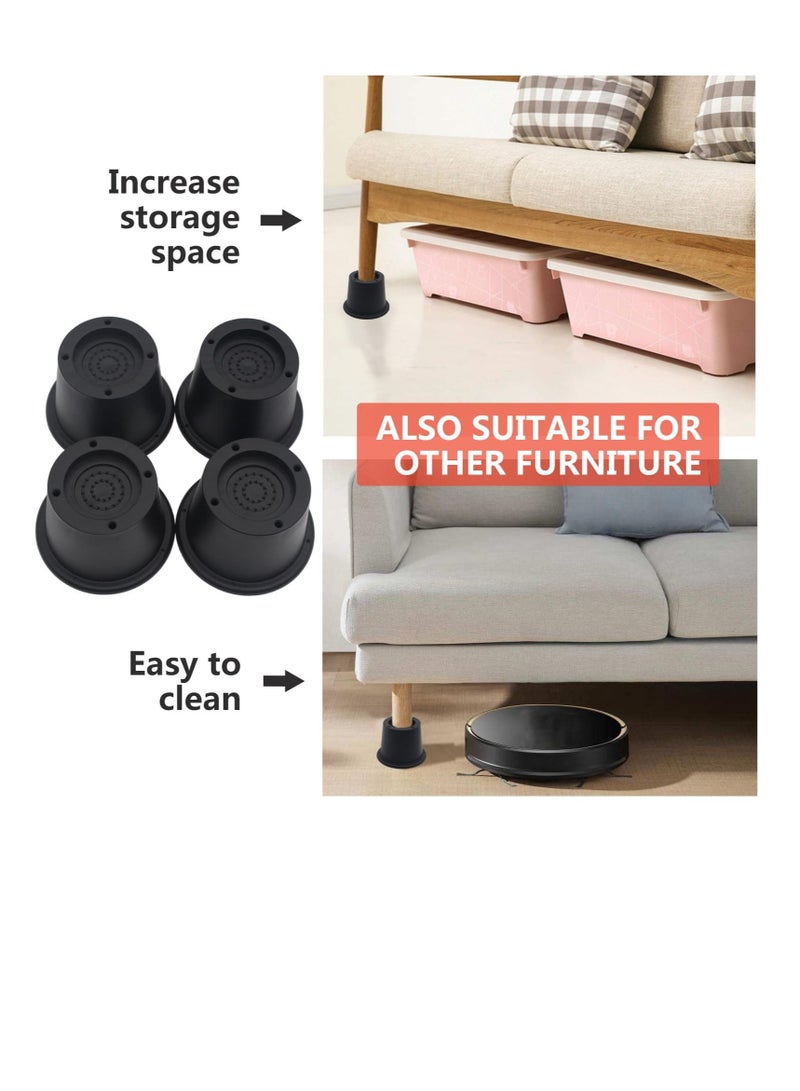 Heavy-Duty Black Furniture Risers - 6 Pack, 2.3 Inch Bed & Sofa Lifts, Supports Up to 1,300 Lbs, Perfect for Desks & Tables