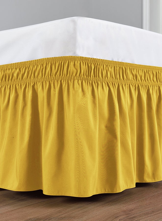 Solid Wrap Around Bed Skirt Satin Gold