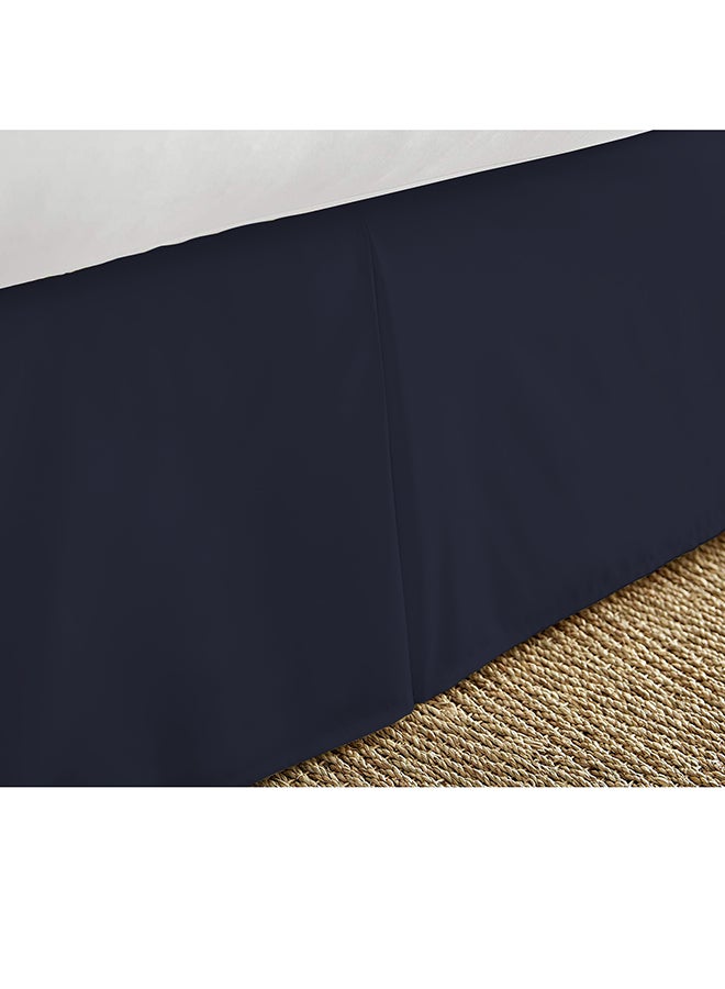 Solid Pleated Bed Skirt Satin Navy