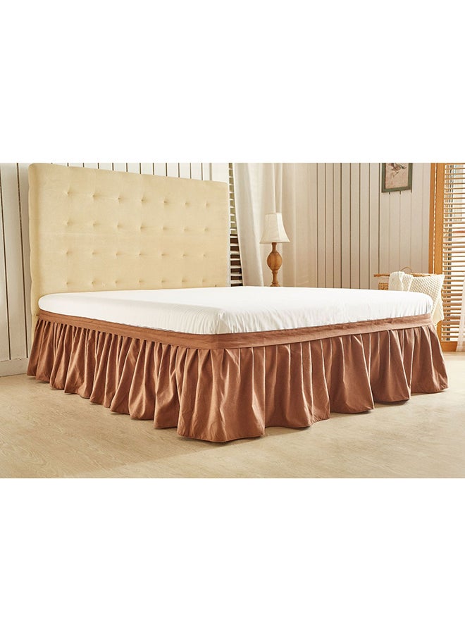 Ruffled Bed Skirts Polyester Brown