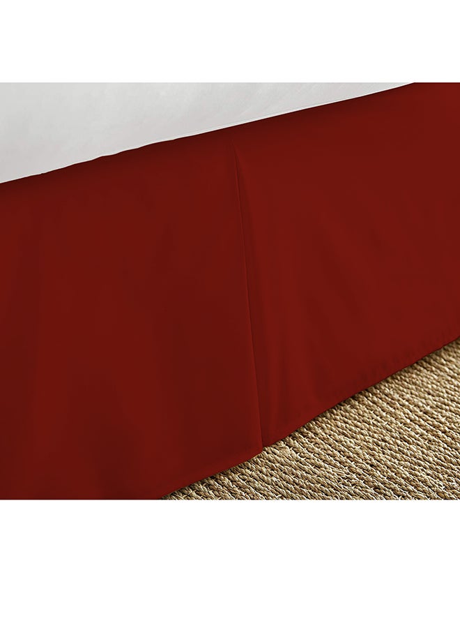 Solid Pleated Bed Skirt Satin Burgundy