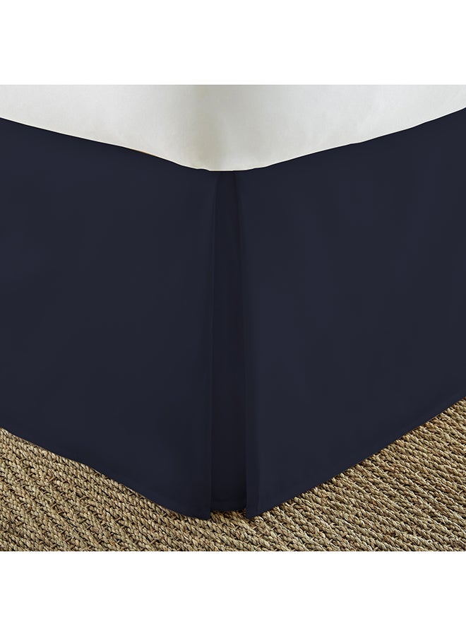 Solid Pleated Bed Skirt Satin Navy