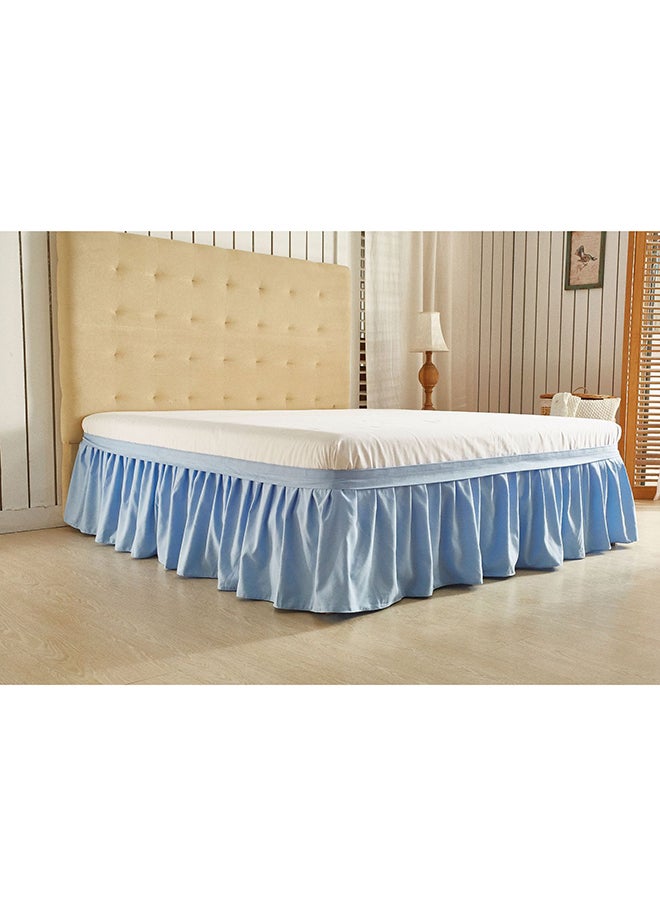 Ruffled Bed Skirts Polyester Blue