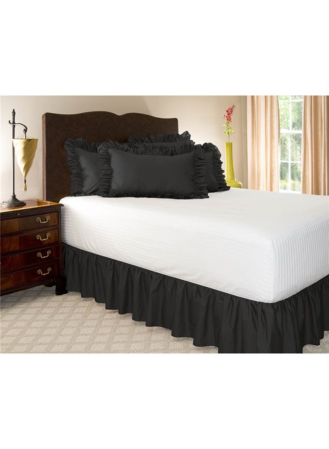 Wrap Around Queen Dust Ruffle Bed Skirt Polyester Black