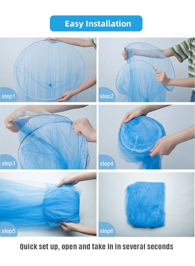 Universal Bed Hanging Mosquito Mesh Net Polyester Blue 8.5 x 2.5 x 0.6meter