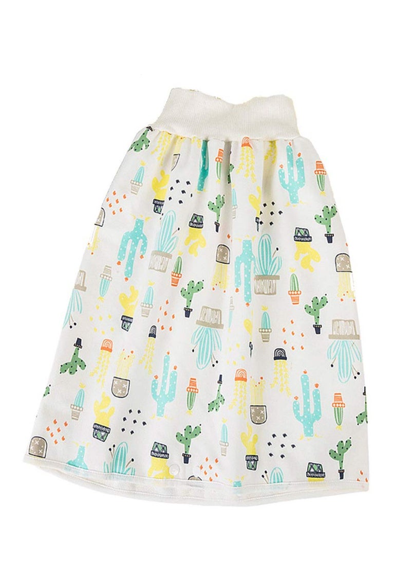 Cactus Diaper Skirt Short, 2 in 1 for Kids, Diaper Skirt Potty Training for Toddlers, Anti Bed-Wetting Washable Reusable Cotton Bamboo Fiber Waterproof Bed Clothes, for 0-4 Year Old Baby Girls Boys