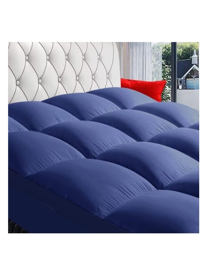 Deep Sleep Mattress Topper Soft Comfort White 500 GSM (Dark Blue, Single Size - W 90 X L 200 Cm)