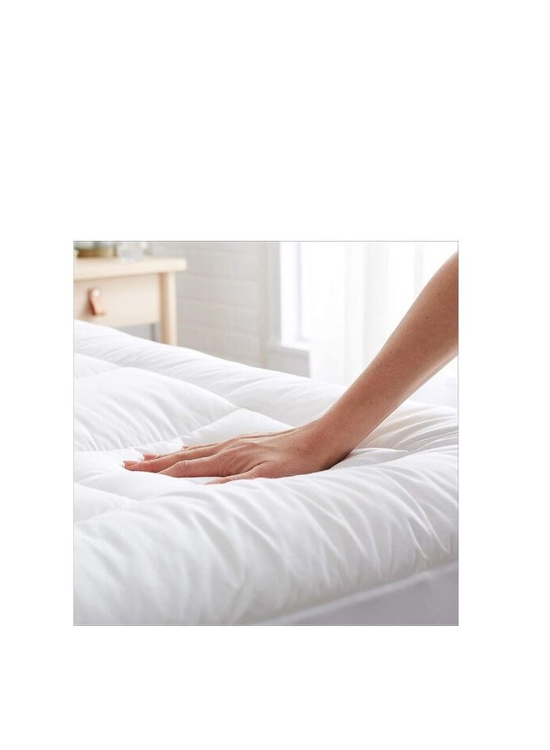 Deep Sleep Down-Alternative Mattress Topper Pad - Fiber White Soft Fluffy (Single Size - W 90 X L 200 Cm)