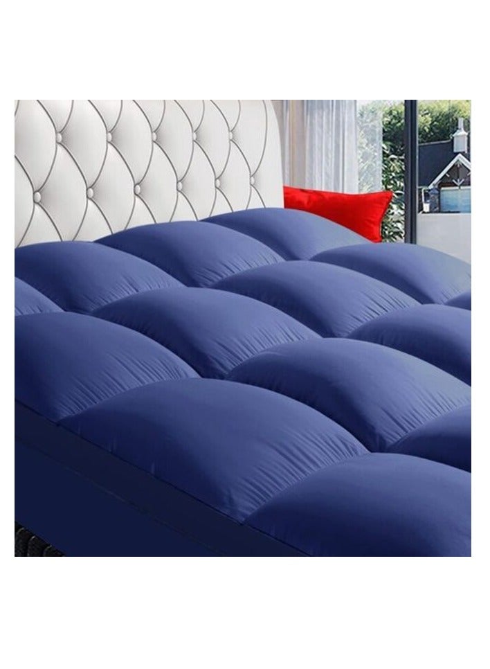 Deep Sleep Mattress Topper Soft Comfort White 500 GSM (Dark Blue, Single Size - W 90 X L 200 Cm)