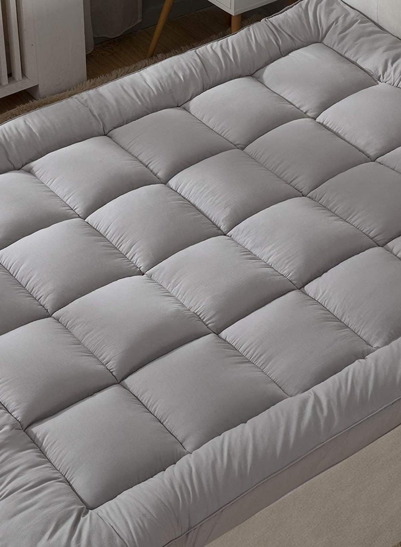 COMFY COTTON SOFT FIBER FILLED GREY 180 X 200 CM MATTRESS TOPPER