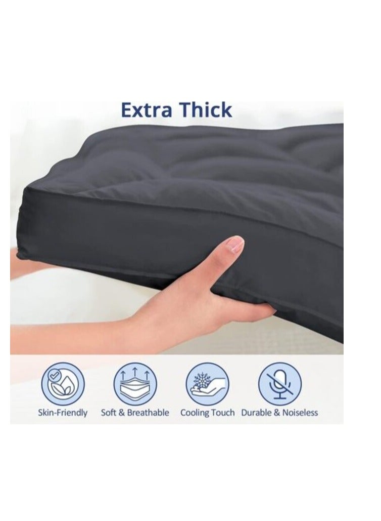 Deep Sleep Mattress Topper Soft Comfort White 500 GSM (Gray, Single Size - W 90 X L 200 Cm)