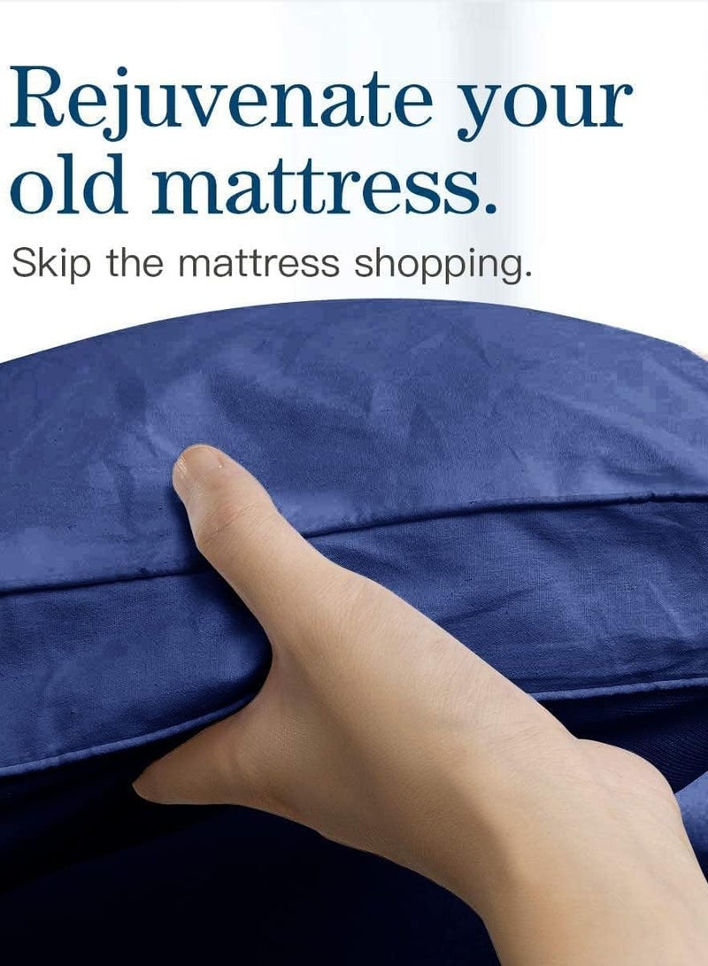 COMFY COTTON FIBER FILLED BLUE MATTRESS TOPPER 180 X 200 CM