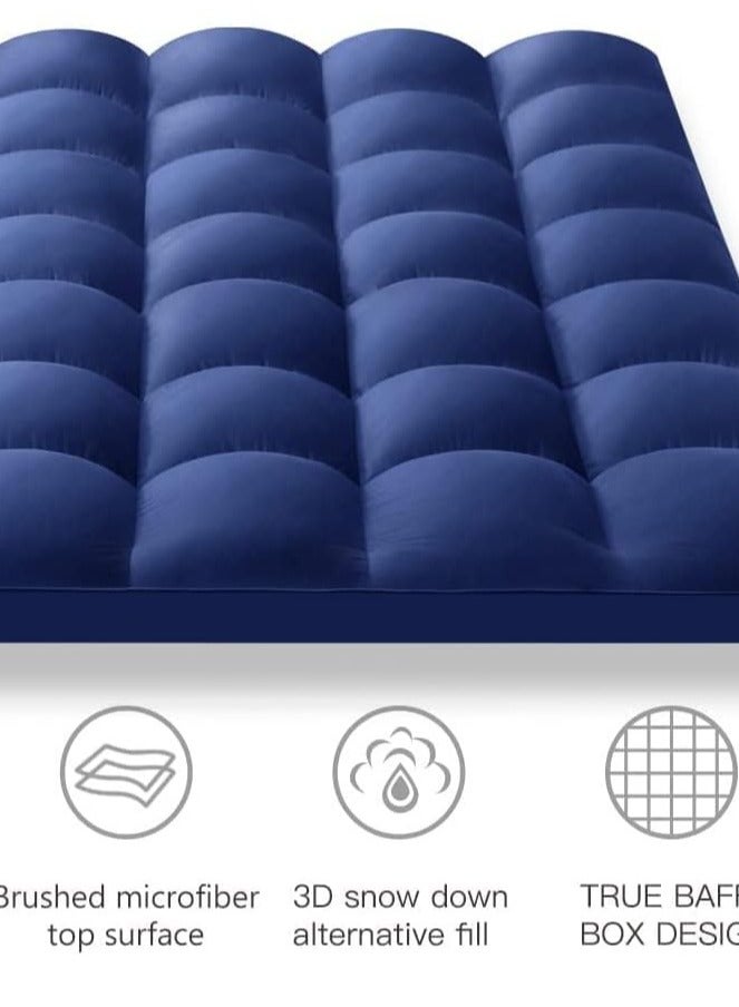 COMFY COTTON FIBER FILLED BLUE MATTRESS TOPPER 180 X 200 CM