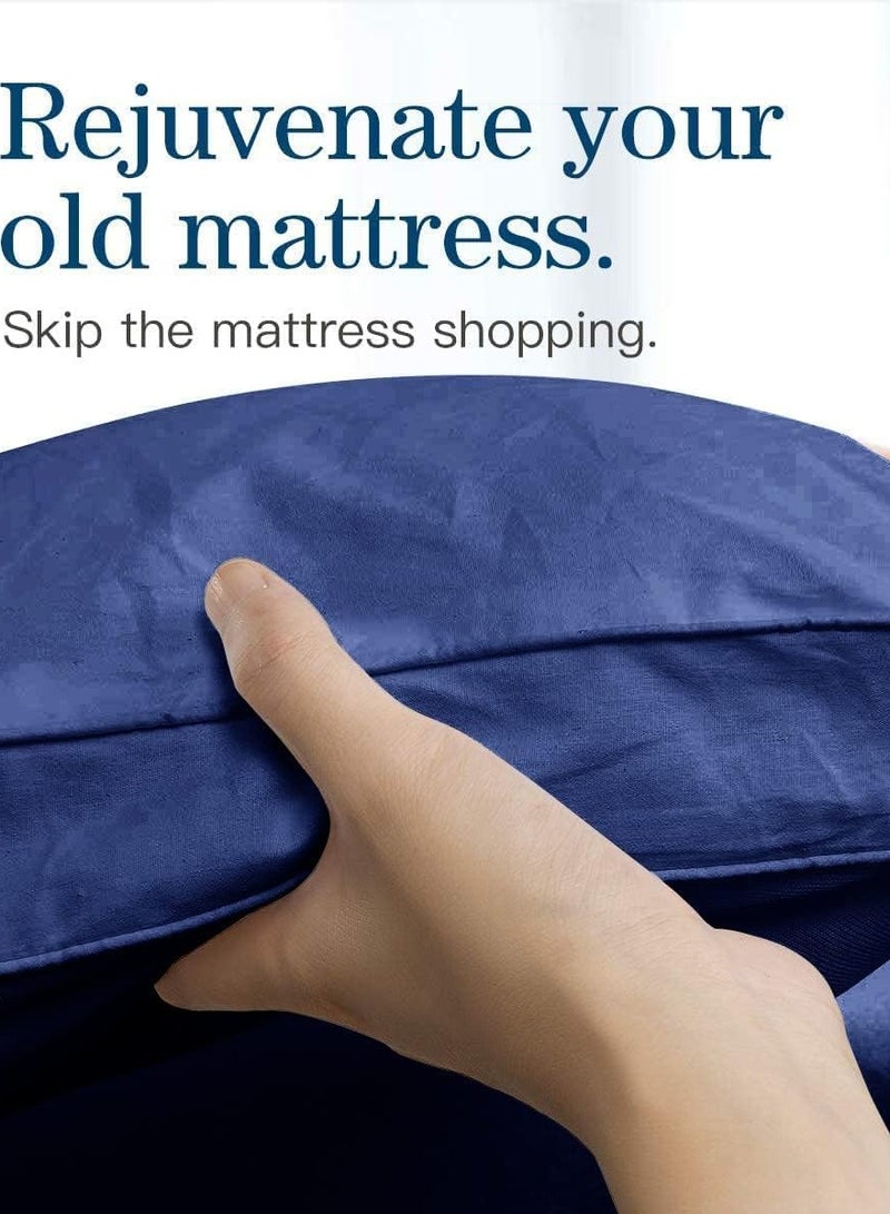 COMFY COTTON SOFT FIBER FILLED MATTRESS TOPPER BLUE 200 X 200 CM