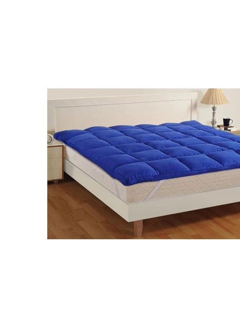 COMFY COTTON SOFT FIBER FILLED MATTRESS TOPPER BLUE 200 X 200 CM