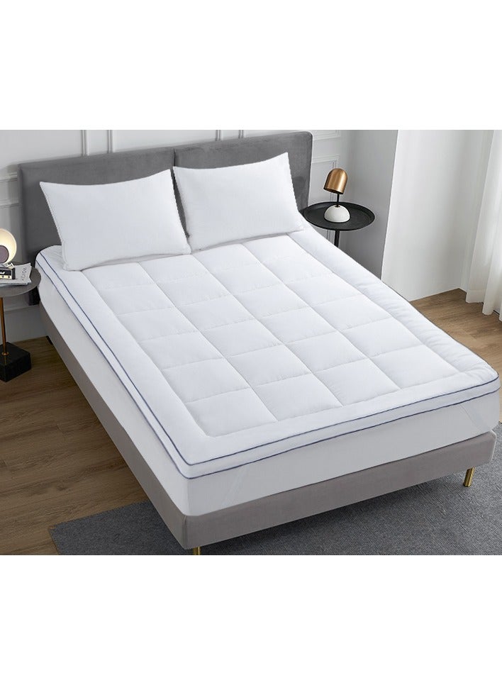 PIONEER CLASSIC HOTEL QUALITY WHITE 180 X 200 X 7CM HOTEL QUALITY MATTRESS TOPPER WITH BLACK PIPING