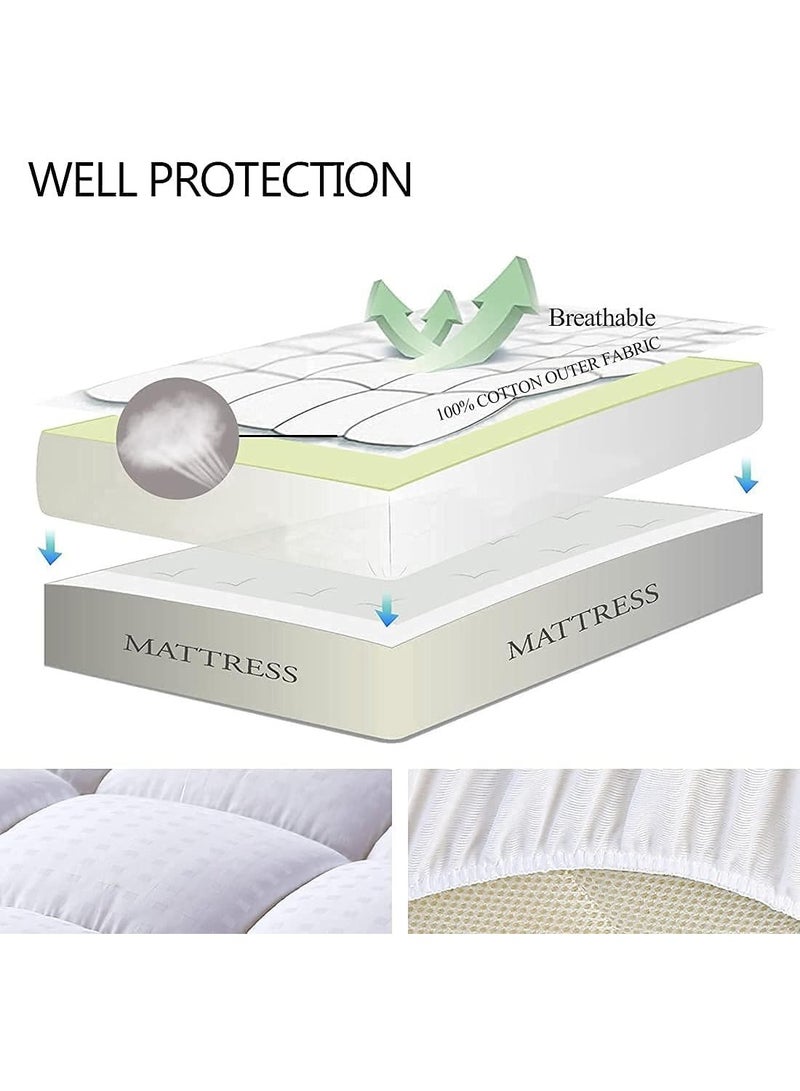 Double Bed Mattress Protector (152.40 x 203.20 CM, White)