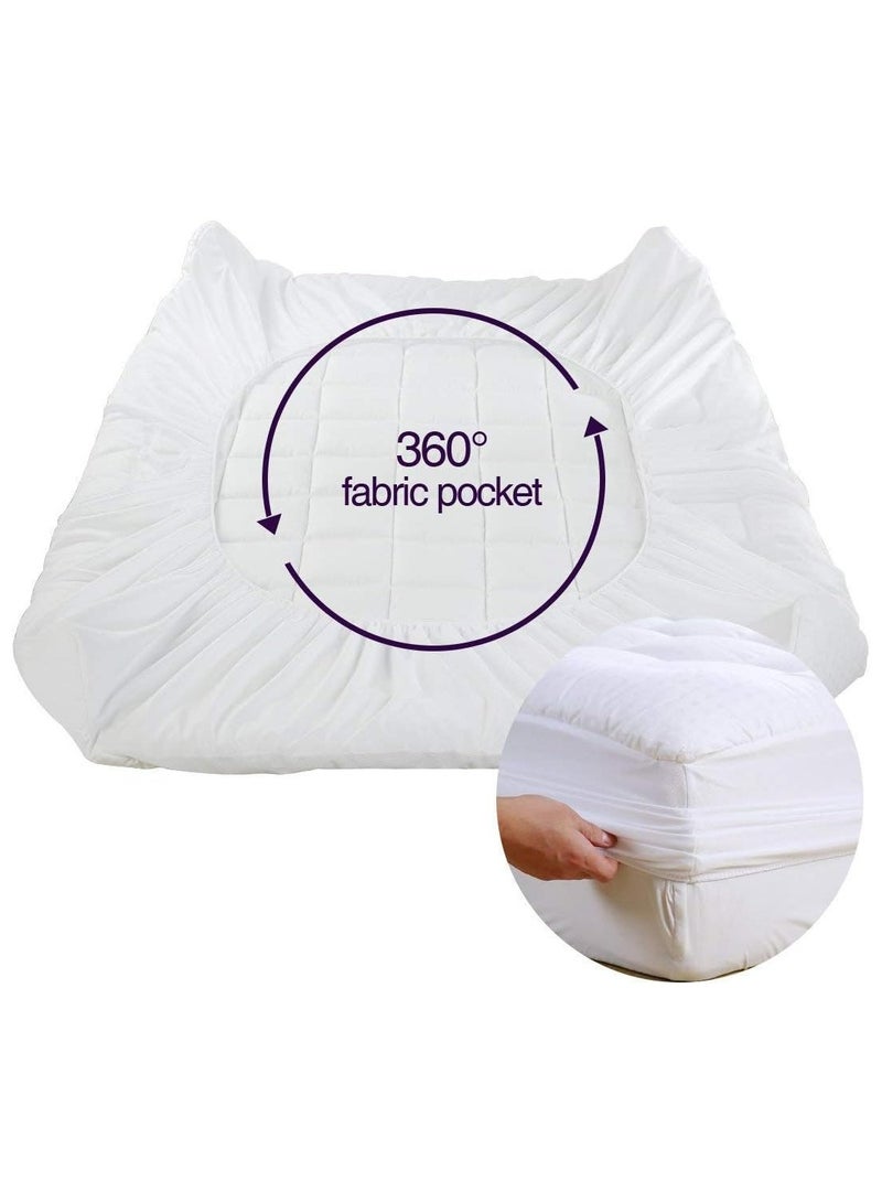 Double Bed Mattress Protector (152.40 x 203.20 CM, White)