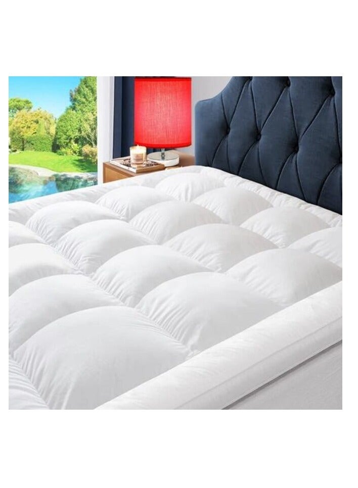 Deep Sleep Mattress Topper Soft Comfort White 500 GSM (White, Super King Size - W 200 X L 200 Cm)