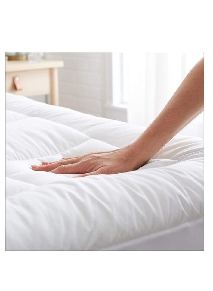 Deep Sleep Down-Alternative Mattress Topper Pad - Fiber White Soft Fluffy (Double Size -W120 X L200 Cm)