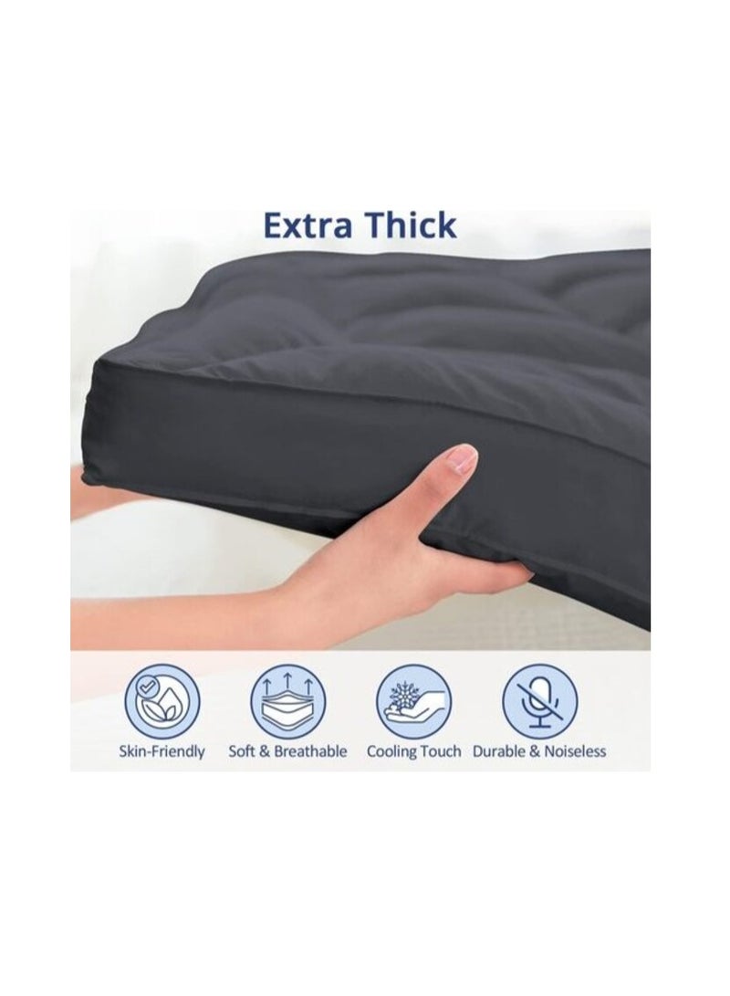 Deep Sleep Mattress Topper Soft Comfort White 500 GSM (Gray, Single Size - W 90 X L 200 Cm)