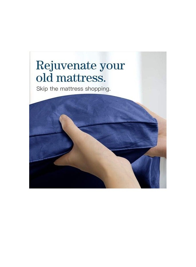 Deep Sleep Mattress Topper Soft Comfort White 500 GSM (Dark Blue, Double Size -W120 X L200 Cm)