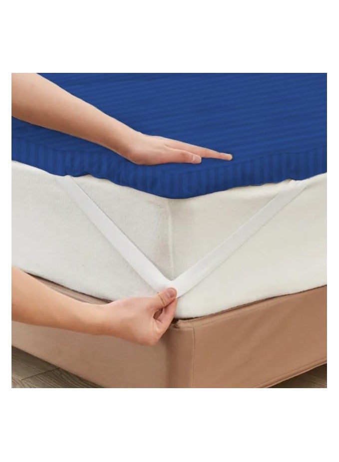 Comfy 180 X 200 X 10 Cm Blue Hotel Style Cotton Mattress Topper With Fiber Filling