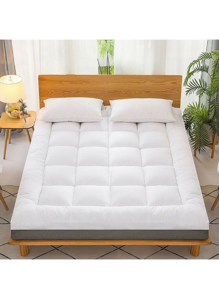 Full Mattress Pad, Cotton Quilted Fitted Cooling Mattress Topper with Soft Snow Down Alternative Fill, Breathable Mattress Protector