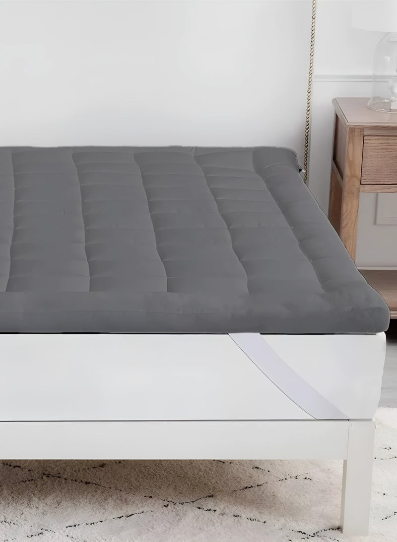 Mattress Topper 6CM Thickness  Quilted Microfiber 600gsm, King/Queen/Double/Single Sizes, Color Grey