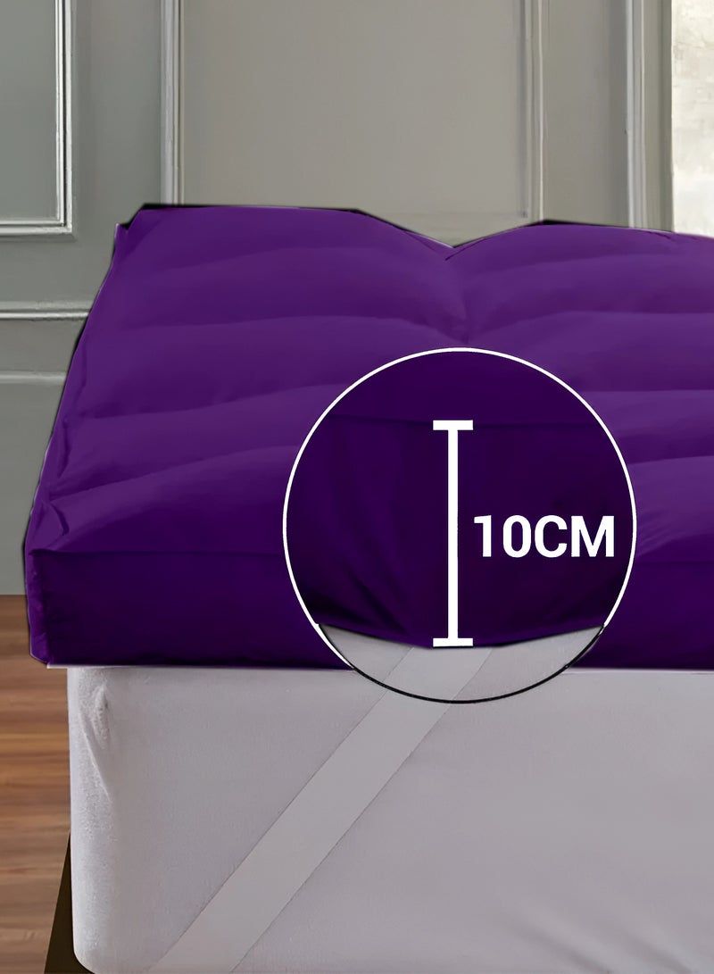 Mattress Topper 10CM Thickness Quilted Microfiber 900gsm, King/Queen/Double/Single Sizes, Color Purple