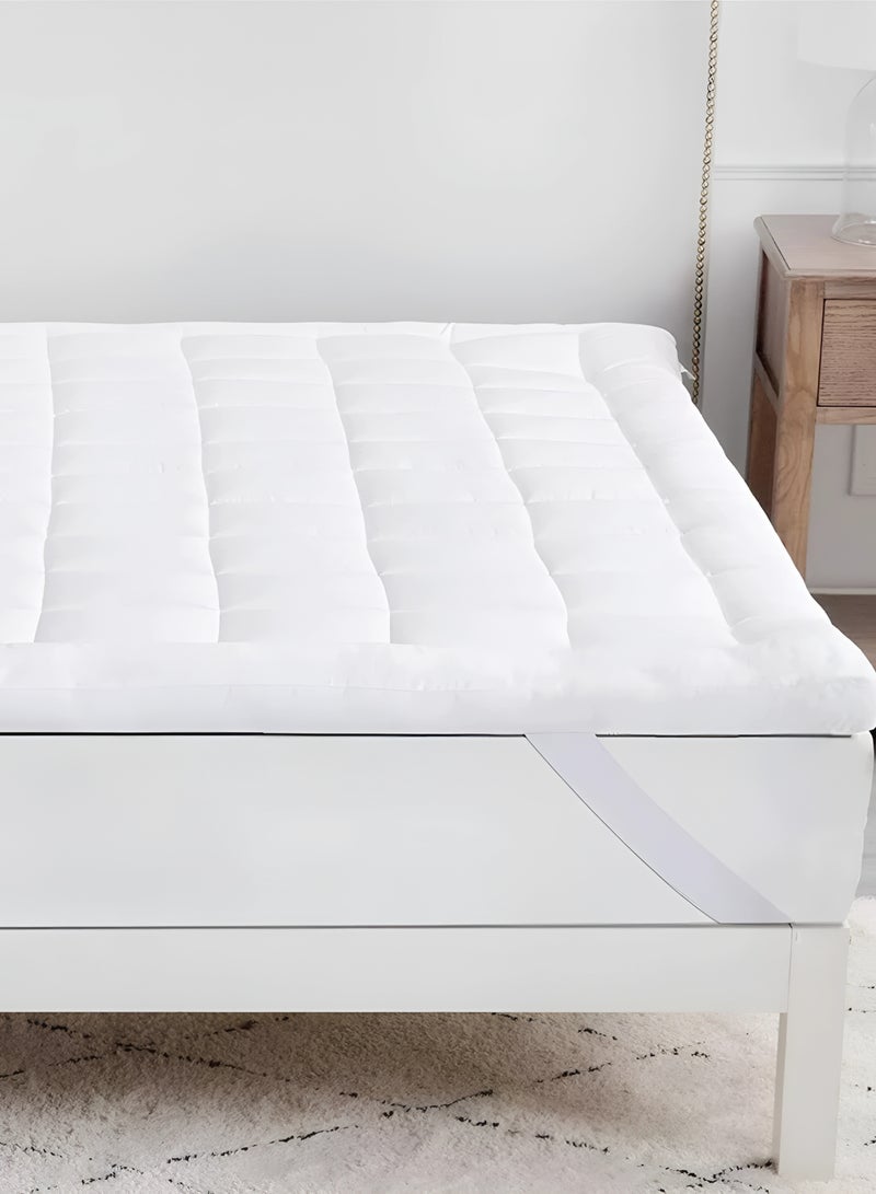 Mattress Topper 6CM Thickness  Quilted Microfiber 600gsm, King/Queen/Double/Single Sizes, Color White