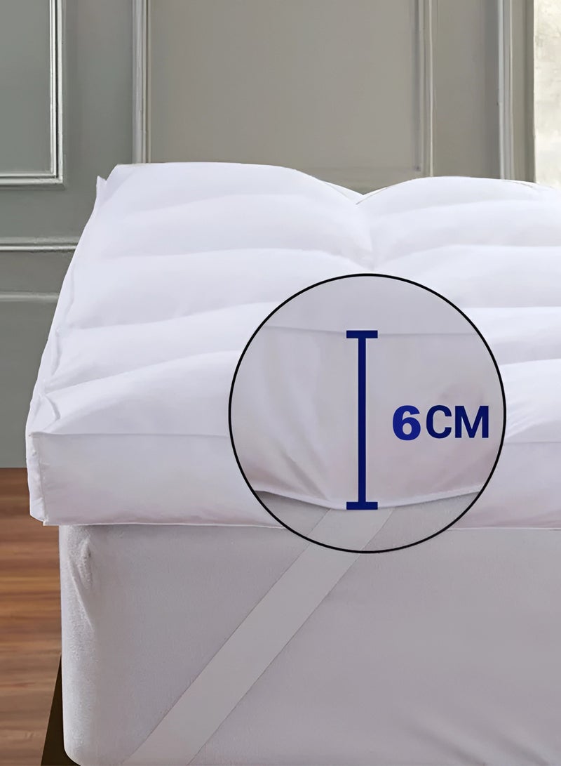 Mattress Topper 6CM Thickness  Quilted Microfiber 600gsm, King/Queen/Double/Single Sizes, Color White