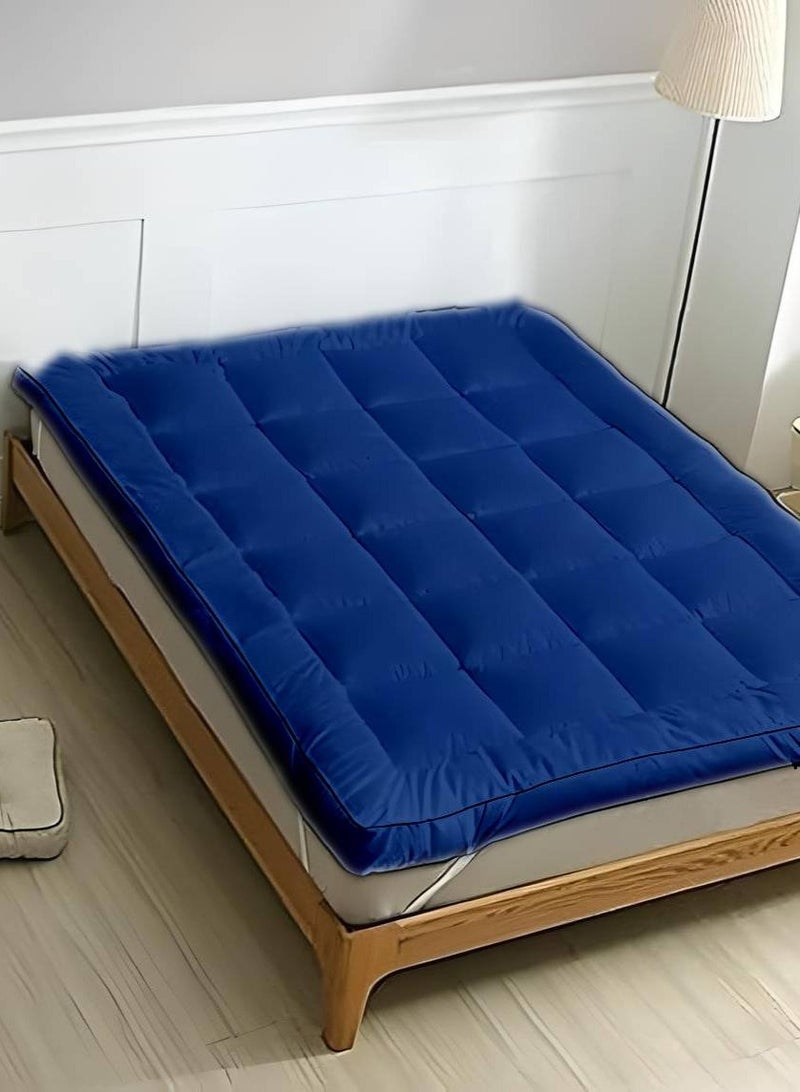 Mattress Topper 10CM Thickness Quilted Microfiber 900gsm, King/Queen/Double/Single Sizes, Color Blue