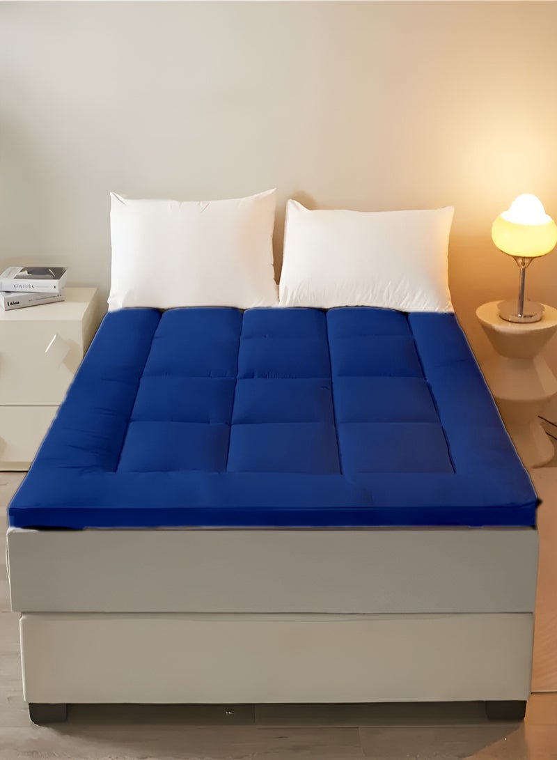 Mattress Topper 6CM Thickness  Quilted Microfiber 600gsm, King/Queen/Double/Single Sizes, Color Blue