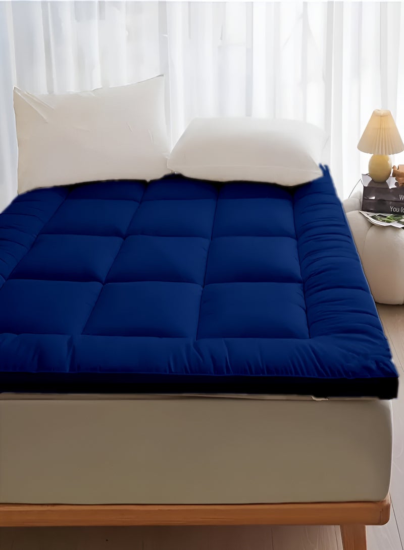 Mattress Topper 6CM Thickness  Quilted Microfiber 600gsm, King/Queen/Double/Single Sizes, Color Blue