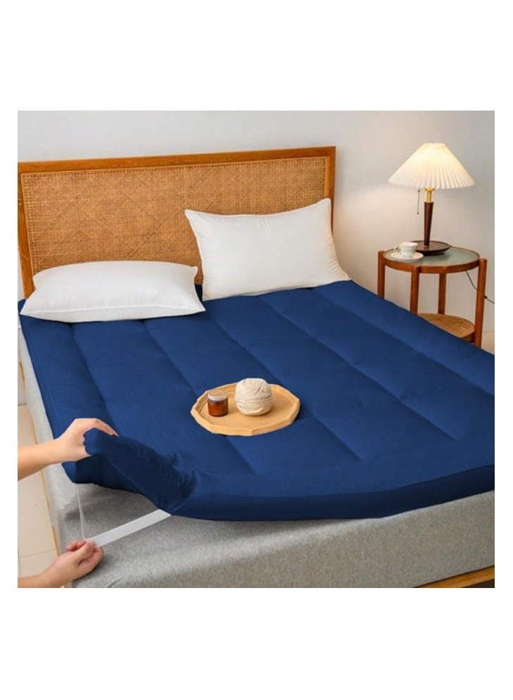 Comfy Blue Hotel Style 180 x 200 + 10 Cm Fiber Filling Comfortable Mattress Topper