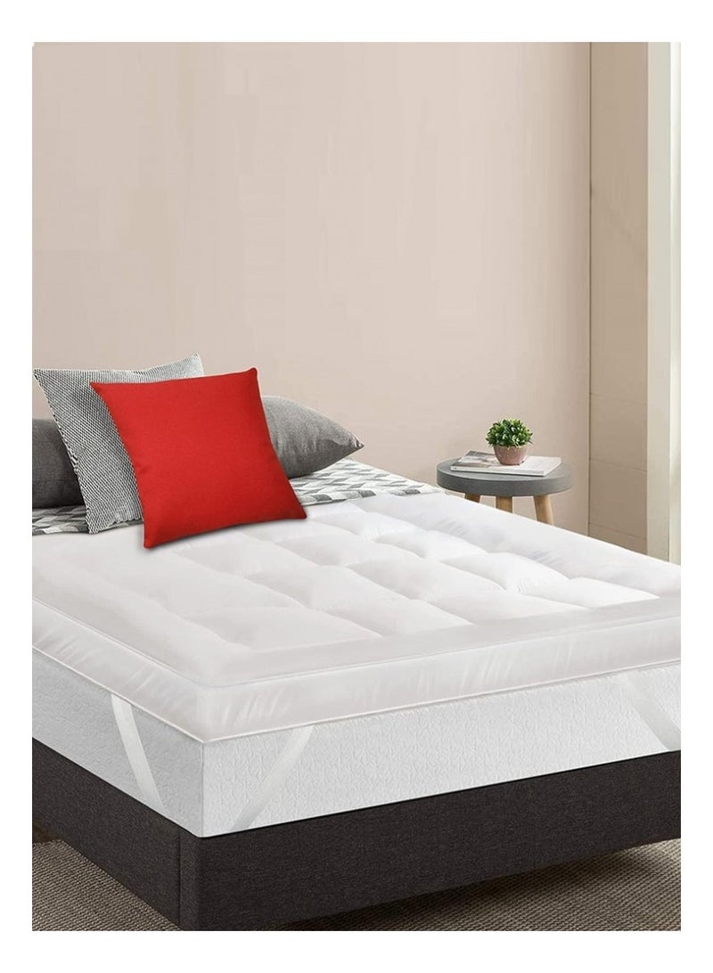 Comfy 180 x 200 x 10cm Hotel Style White Mattress Topper with Fiber Filling